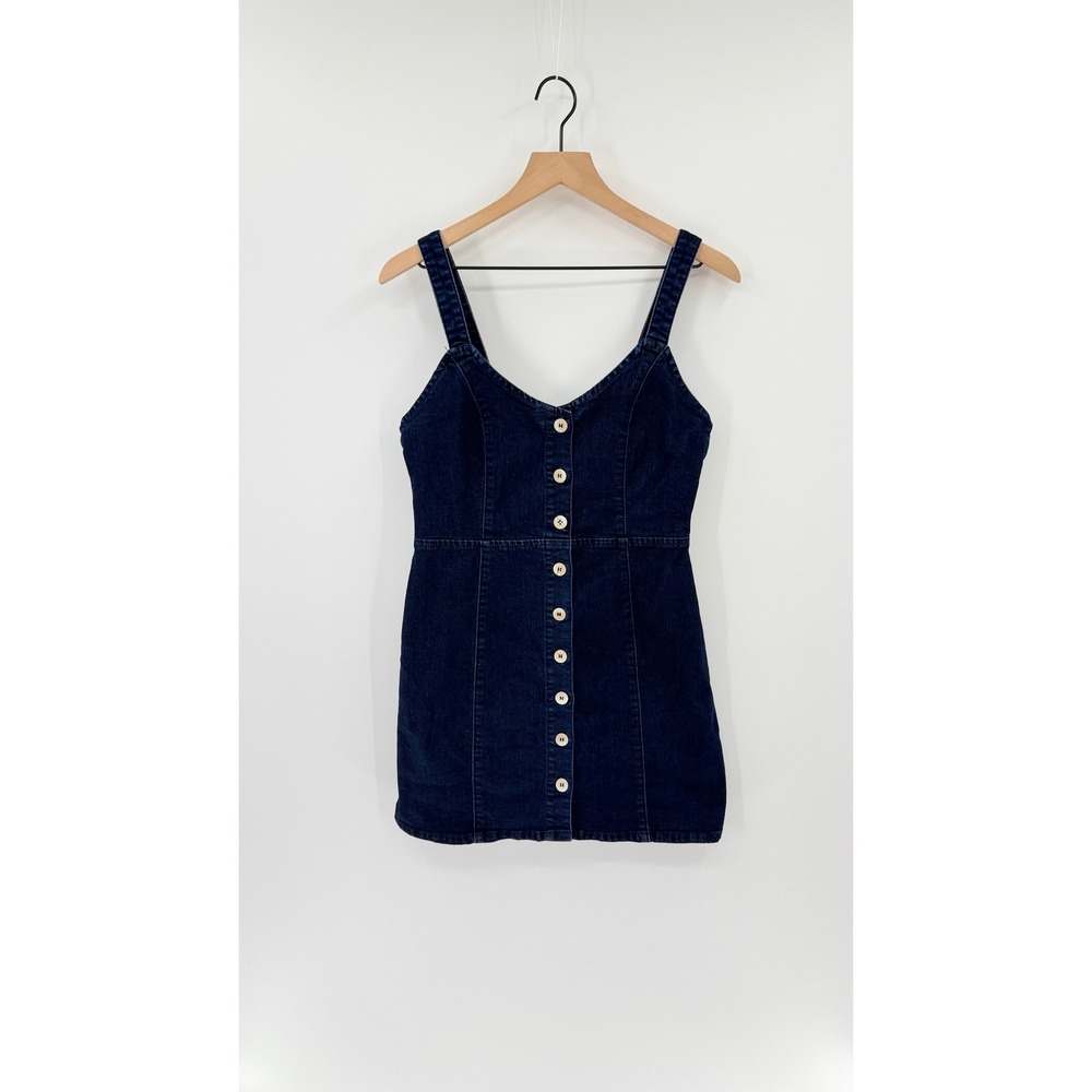 Y2K 90's Style Boho Denim Mini Dress M Button Front Indie Festival‎ Coquette